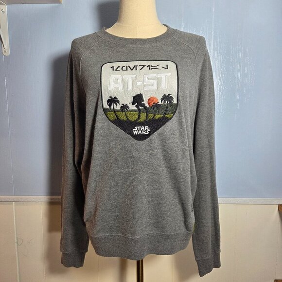 Star Wars Woman's Large Heathered Gray Imperial Patch Pullover Sweatshirt - Picture 1 of 11